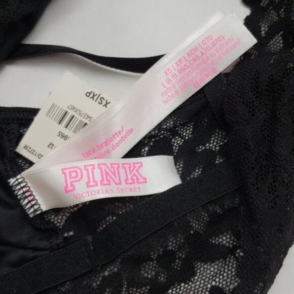 Pink Victoria's Secret black lace bralette NWT - Picture 8 of 8
